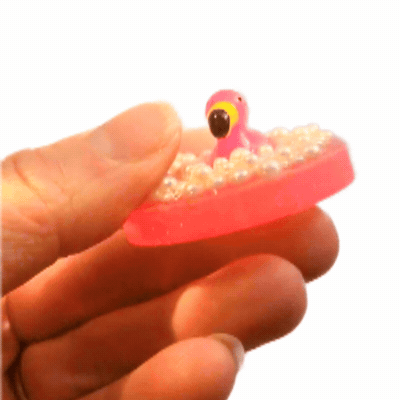 Handmade Sensory Stones - Bubble Bath Flamingo Fidget by Sensory Oasis for Kids, featuring raised pearl-style bubbles for satisfying tactile sensory input.