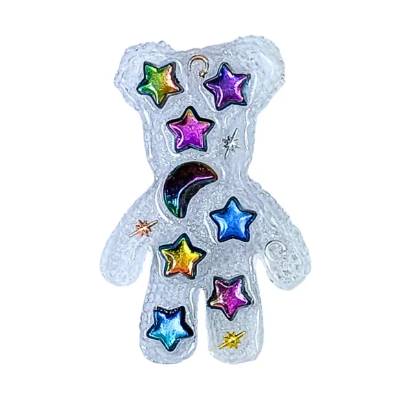 A handmade resin Spiky Bears - Cosmic Worry Bear Fidget perfect for busy fingers, tactile exploration, worry moments and calming sensory play.