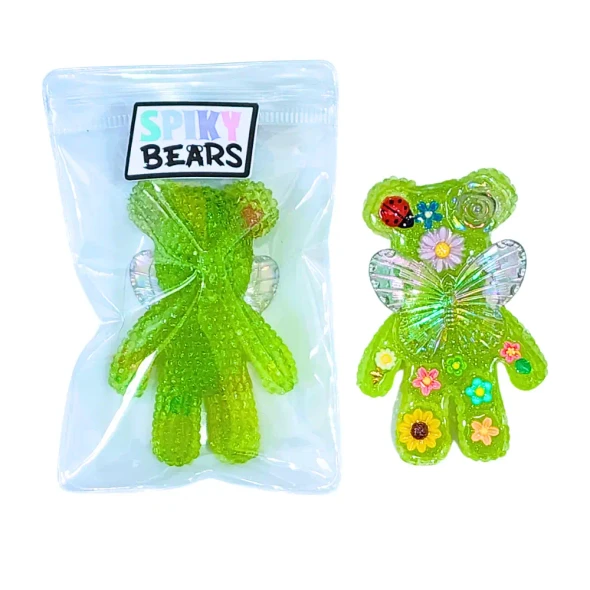 Handmade Spiky Bears - Butterfly Garden sensory fidget by Sensory Oasis for Kids, featuring textured resin and colourful butterfly and floral tactile details.
