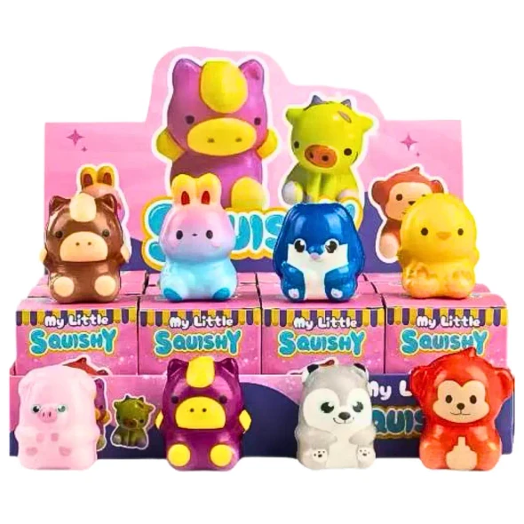 Collect the adorable Squishy Blind Box Animal Family! Each mystery box contains one cute slow-rising animal squishy that's perfect for sensory play, collecting and stress relief.