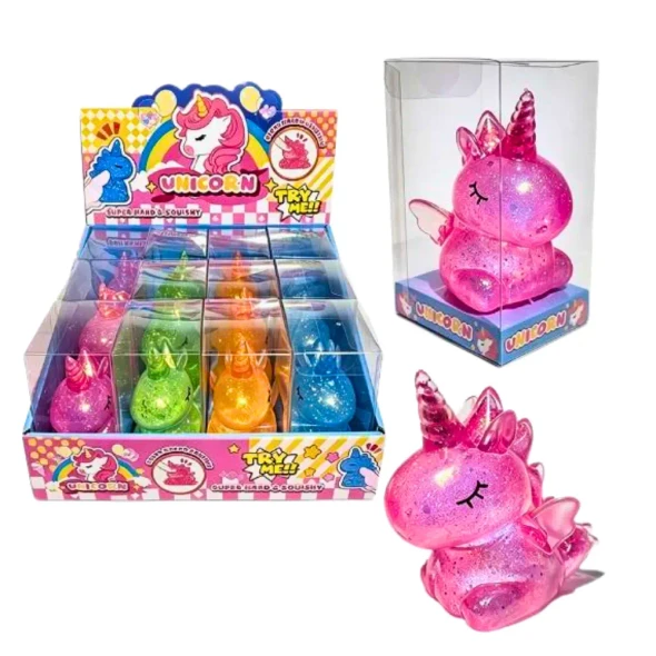 Discover the Squishy Glitter Unicorn! A glitter-filled sensory squeeze toy that's perfect for fidgeting, stress relief, sensory play and unicorn lovers of all ages.