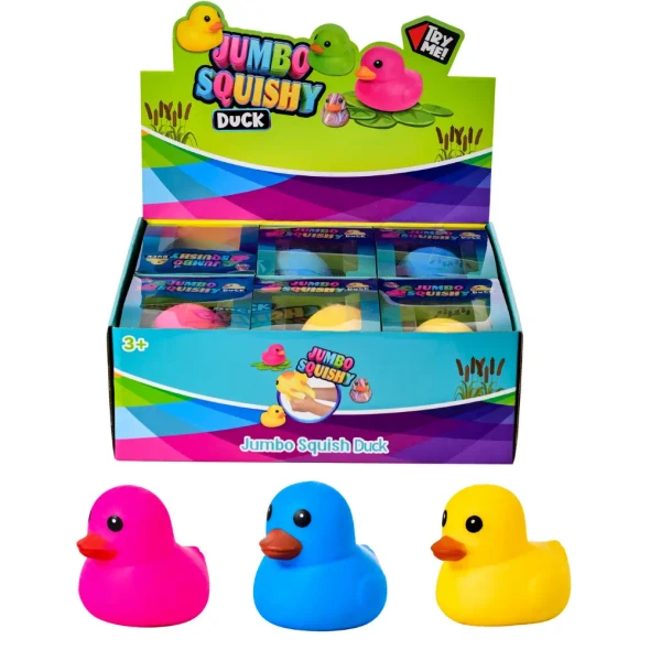 Squeeze, squish and fidget with the Squishy Jumbo Sitting Duck! A cute, chunky sensory squishy available in assorted bright colours and perfect for busy hands.