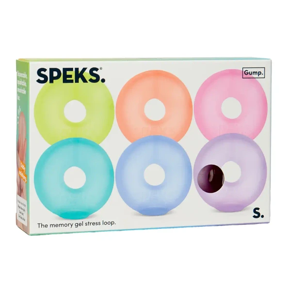 Squeeze, stretch and fidget with the SPEKS Gump Mini Loop Set, featuring 6 colourful memory-gel loops for quiet tactile sensory play.
