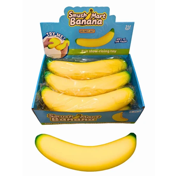Go bananas with this giant 40 cm Jumbo Banana Squishy! Soft, slow-rising and perfect for two-handed squeezing, sensory play and fidget fun.