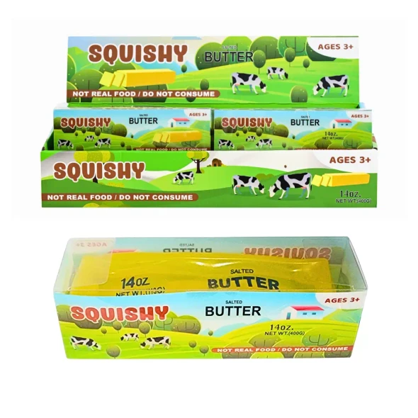Squeeze, press and relax with the Squishy Coconut Oil Butter, featuring a soft velvety coconut-oil-treated surface and satisfying sensory feel.