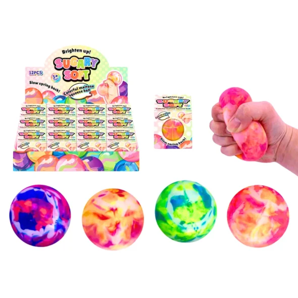 Squeeze, squish and relax with the Squeeze Sugar Marbled Stress Ball. A colourful 6 cm maltose-style sensory fidget with a satisfying slow spring-back.