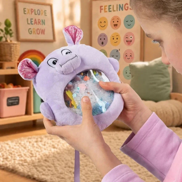 Sensory Seekers I-Spy Bag - Holly Hippo has a bead-filled sensory window and seek-and-find activity card for calming, concentration and screen-free sensory play.