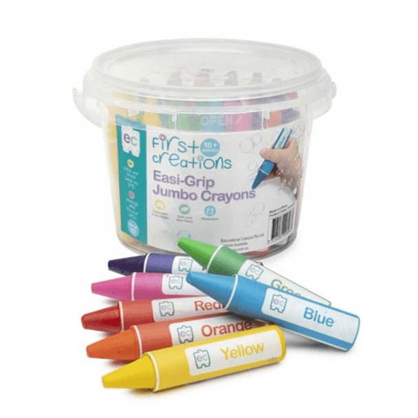 First Creations - Easi-Grip Jumbo Crayons are made strong and difficult to break, children can press down hard to achieve thick bold colours.