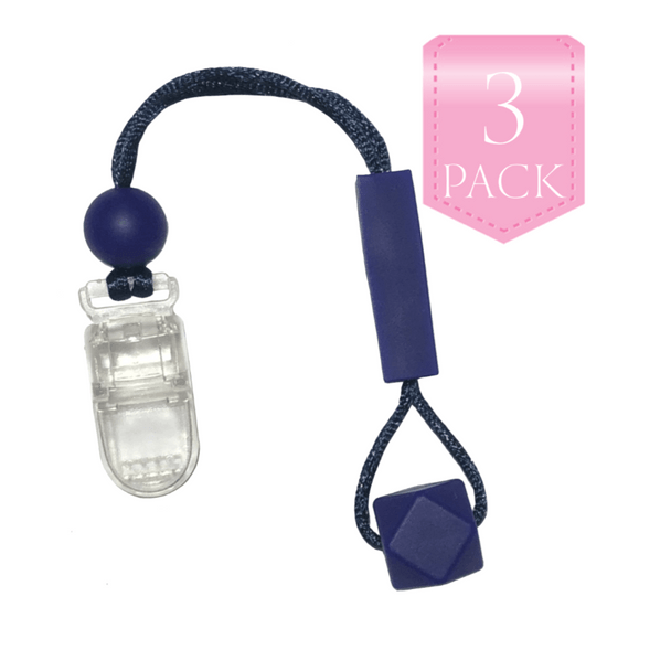 For kids who like to chew on their clothes, fingers, hair….anything really… we have the unique, Chewy Charms - Shirt Saver Clip On Hex 3 Pack Navy!