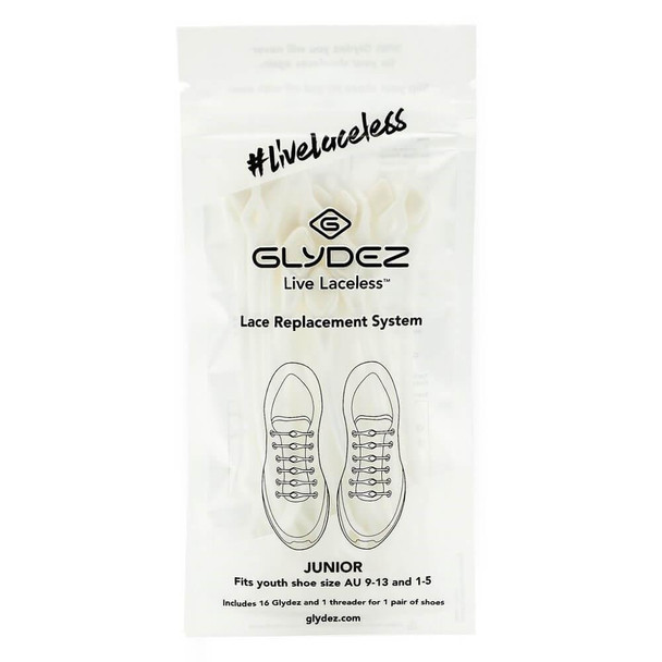 Glydez Shoelace Replacement - White no tie laces allow you to turn any pair of shoes into slip-ons to get you out the door quicker and easier.