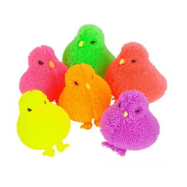 Fluffy Squishy Chick is a terrific tactile toy that stimulates the senses. Shake them up or bounce them to make them flash!
