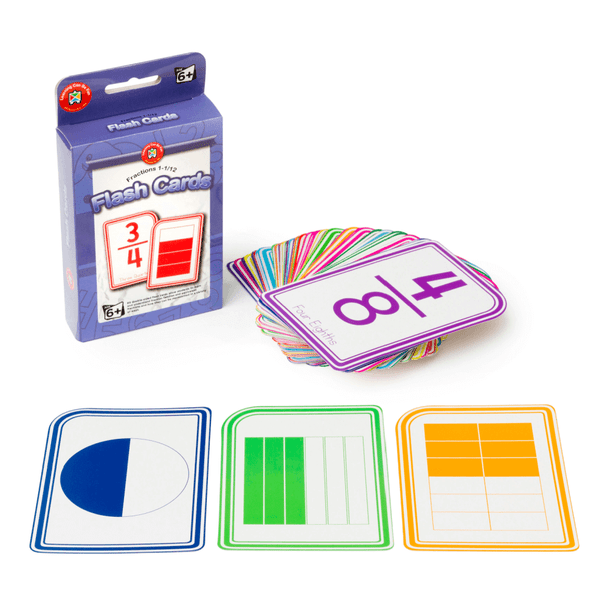 Flashcards - Fractions teaches fraction families and equivalent fractions, and how they can be represented in a variety of ways.