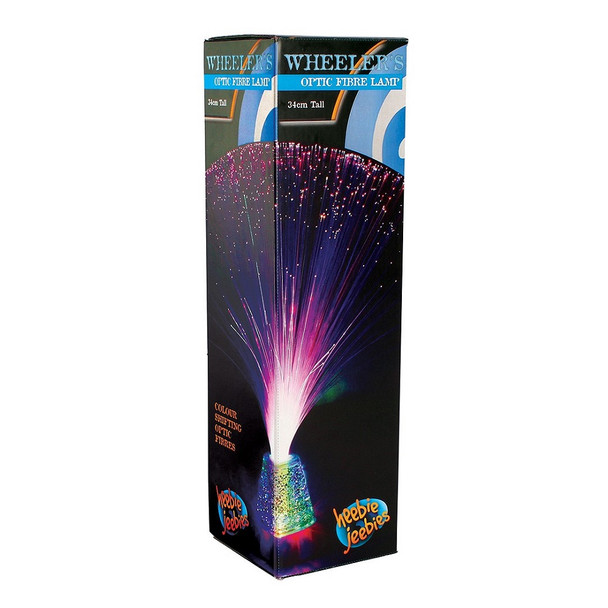 This 34cm diameter Optic Fibre Lamp will bring vibrant colours and with floating glitter in the base, sparkle to any room.