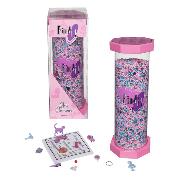 Find It - Glitz & Glamour has 40+ girly girl items to discover hidden within the fabulous colours of pink and purple pellets.