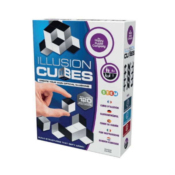The 24 double-sided Illusion Cubes tiles will allow you to explore, create and amaze as you build your very own optical illusions.