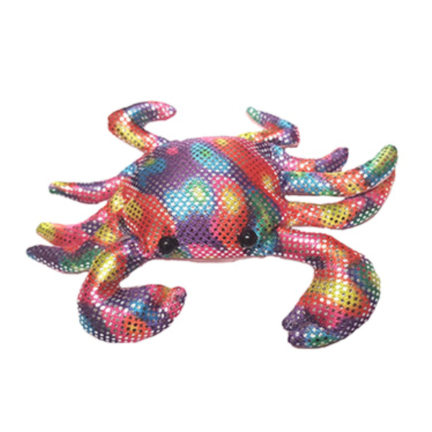 Sparkly Weighted Creature - Mini Crab has a beautiful colourful mottled skin, a bright pink silky bottom and weighs approximately 90g.