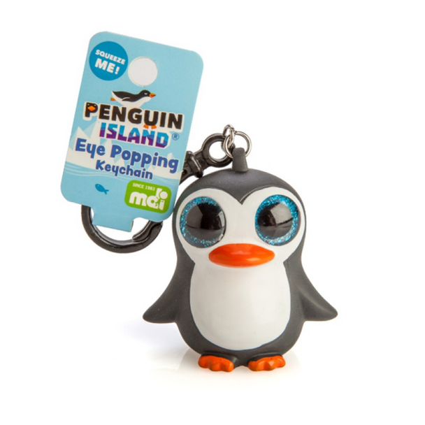 Penguin Eye Popper Keychain with big sparkly eyes, give it a loving squish and see its eyes pop right out! Cute and weird.