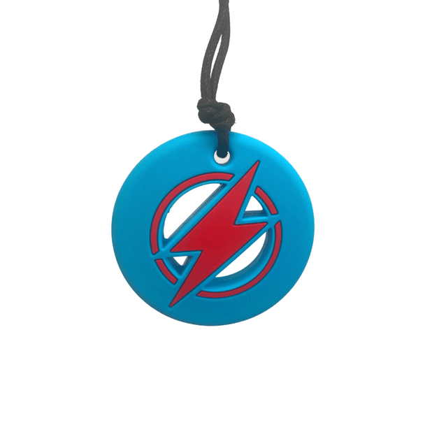 Jellystone Strike Energy Pendant - Blue is the most electrifying addition to the Jellystone Kids Chew range! Chew pendant is 100% food grade silicone.
