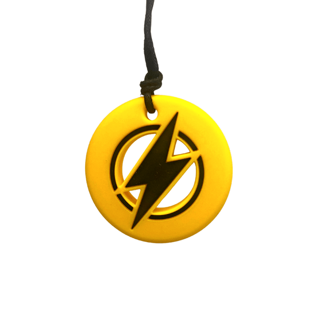 Jellystone Strike Energy Pendant - Yellow is the most electrifying addition to the Jellystone Kids Chew range! Chew pendant is 100% food grade silicone.