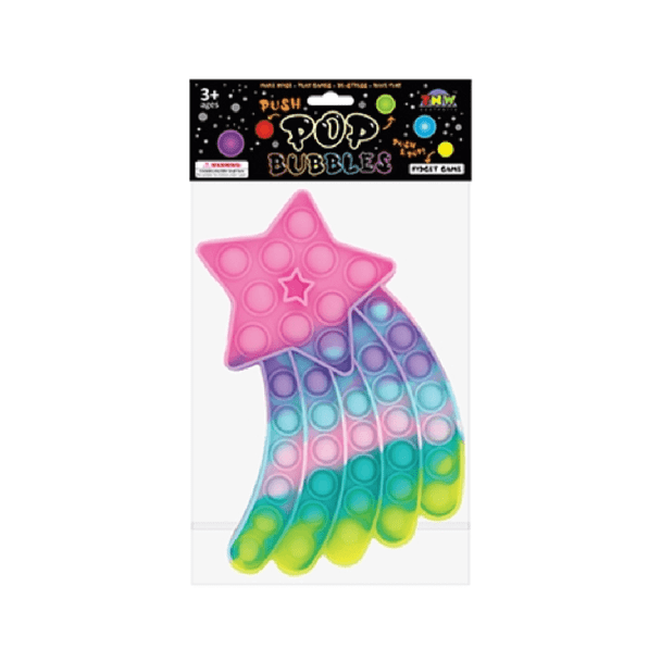 Bubble Pop It Fidget - Rainbow Shooting Star will give you endless hours of fidgeting fun! Just push all the bubbles down, then flip it over to start again!