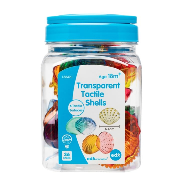 Tactile Shells Jar Of 36 offers youngsters sensory experiences. Children can use three of their five senses to explore these shells and engage in sensory play.