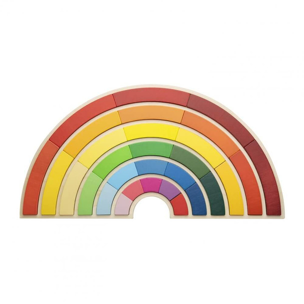 Building Rainbows is an open-ended puzzle at its finest- you chose where the pieces go! Develops problem solving, colour recognition and fine motor skills.