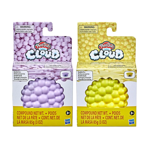 This Bubble Fun single can is the puffy, ooey-gooey, light-as-air fun of Play-Doh Super Cloud compound mixed with squishy bubbles!