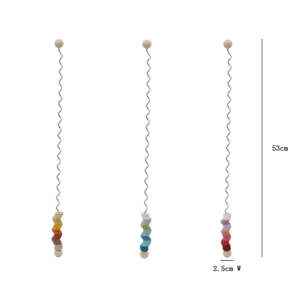 Hold the Spirelli Spiral Fidget upright, then turn upside down and watch the wooden rings cascade down the spiral making a cool whooshing sound.