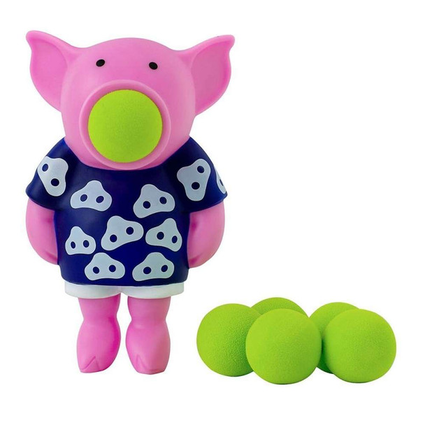 Ready, aim, squeeze, POP! Squeeze your Squeeze Popper - Pig to shoot a soft foam ball up to 20 feet. The harder you press, the faster and the further it shoots!