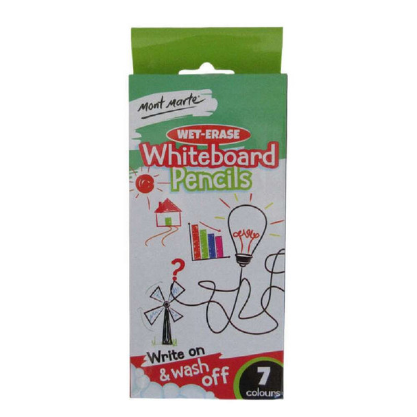 Mont Marte - Whiteboard Pencils 7 Pack enable you to write on and wash off any dry-erase surface including glass and whiteboards.