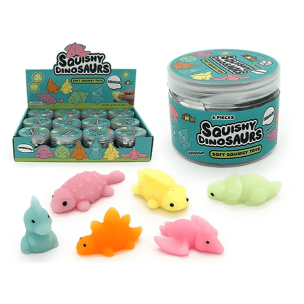 This super cute Dinosaur Mochi Set Of 6 have a really soft rubbery gummy like texture. They are excellent fidget toys and stress relievers