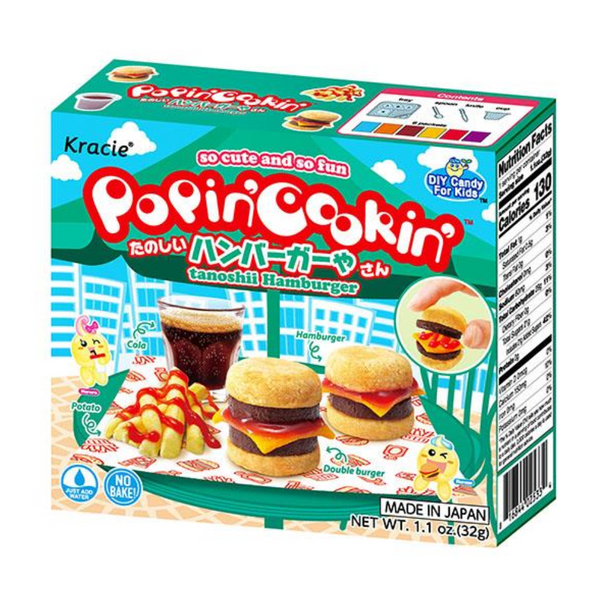 Kracie Popin' Cookin' DIY Hamburger kit lets you create your own tasty and adorable hamburger platter using only a few simple steps and some water.