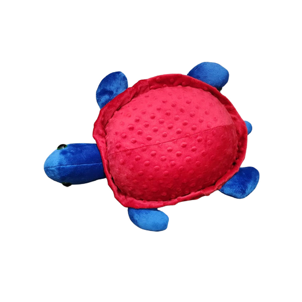 Made with top-quality materials, this adorable Weighted Turtle - Red & Blue will provide comfort and relaxation. Perfect for cuddling and sensory support.