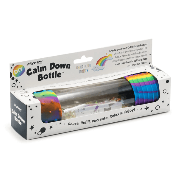 Jellystone DIY Calm Down Bottle - Rainbow is a unique sensory bottle, with all the creative elements required to create a sensory bottle perfect for your child.