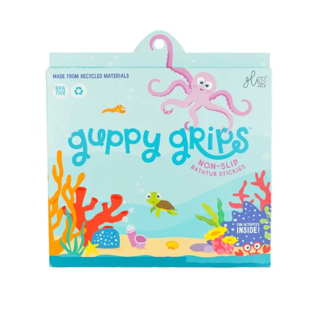 Non-slip Bathtub Stickies - Guppy Grips have a textured, non-slip surface and are fun and functional, meaning more bath time fun and fewer slips and slides.