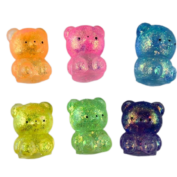 Enter the magical world of our Sparkling Squeeze Sugar Glitter Bears! These adorable 6cm bears are designed to offer a multi-sensory adventure that enchants and delights.
