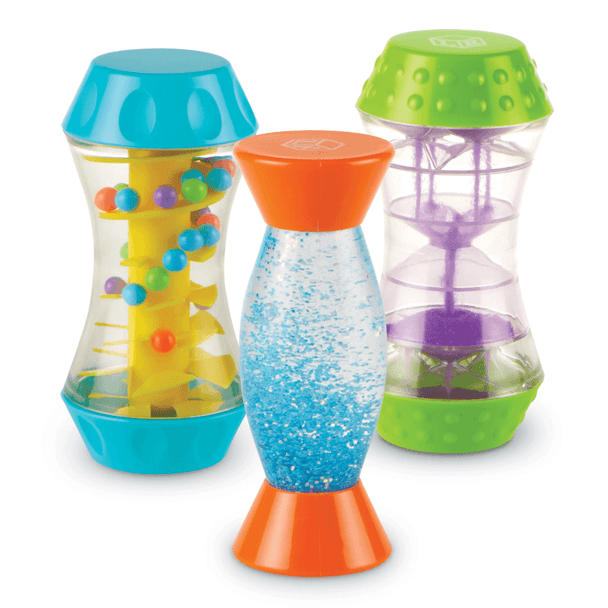 Each of the Sensory Trio Fidget Tubes targets a different sensory skill, listen to falling beads, watch swirling glitter and smiley faces, and feel the weight of falling sand!