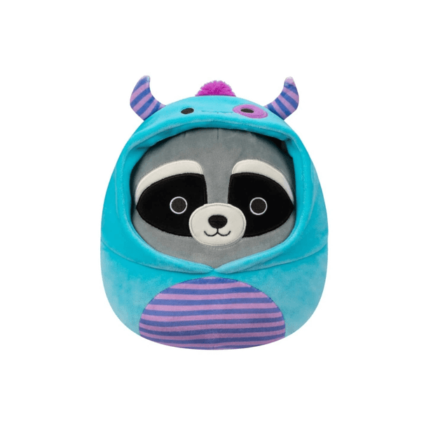 Squishmallow 7.5 Inch Halloween Rocky the Raccoon in Monster Costume can be used as a couch companion, pillow pal, bedtime buddy, travel mate, or as a friend in times of need.