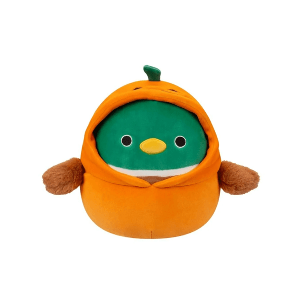 Squishmallow 7.5 Inch Halloween Avery the Mallard in Pumpkin Costume can be used as a couch companion, pillow pal, bedtime buddy, travel mate, or as a friend in times of need.
