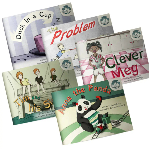 Decodable Home Reading Books - Set of 5 creates a positive learning experience for children, using simple guided lessons with interactive, illustrated stories.