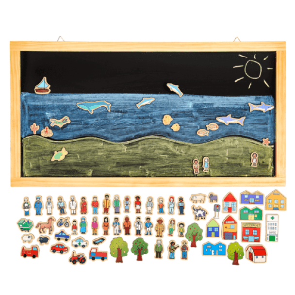 This Tell A Story Magnetic Board set encourages creative play and storytelling, while also opening up conversations about the various roles within our community.