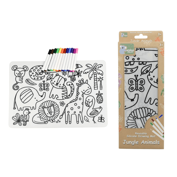 Perfect for portable entertainment, this Reusable Silicone Drawing Mat - Jungle Animals keeps kids engaged during travel, restaurant visits, or quiet moments at home.
