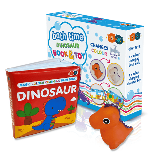 Give the gift of bath time fun with the Magic Colour Changing Bath Book & Toy - Dinosaur. Watch your little one's face light up as they see the colour changes.
