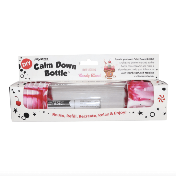 Jellystone DIY Calm Down Bottle - Candyland is designed for calm play. It is used by parents, teachers & therapists to help children self-regulate, focus & calm