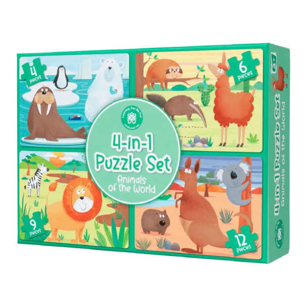 Encourage global awareness, foster problem-solving skills, and spark your child’s curiosity with 4-in-1 Puzzle Set - Animals of the World!