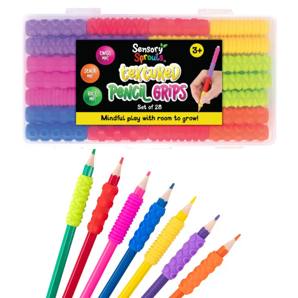 This Textured Pencil Grips Set supports developing writers and students with sensory needs by adding soft, tactile feedback.