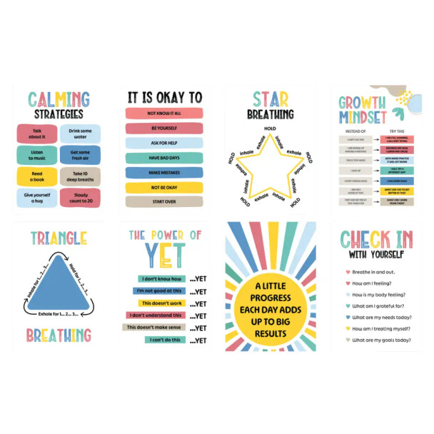 The Growing Minds Calming Corner Poster Set teaches simple, evidence-based strategies students can use to self-regulate