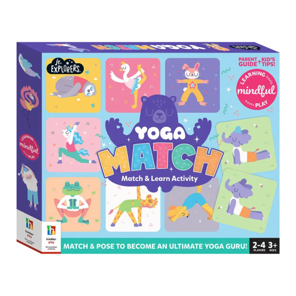 Match your way to mindful movement! Junior Explorers Yoga Match turns classic memory into a gentle intro to kids’ yoga.