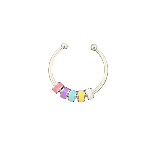 The Beaded Anxiety Fidget Ring is a fusion of style and function and is created from durable stainless steel and features five colourful, rotatable beads.