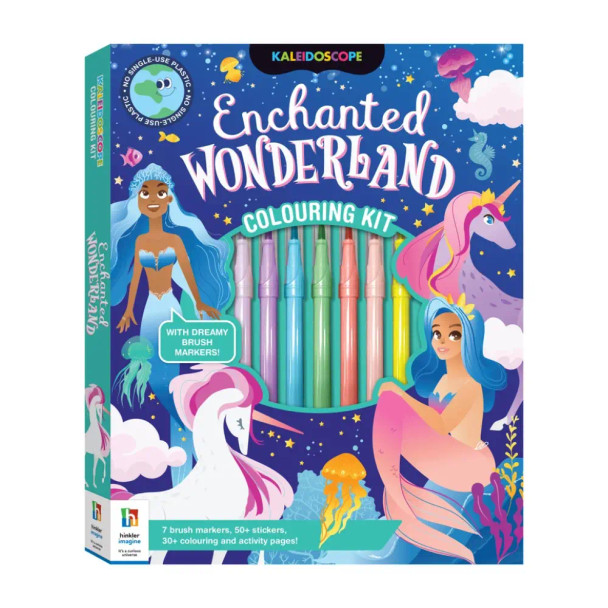 The Kaleidoscope Enchanted Wonderland Colouring Kit is perfect for kids who love fantasy, creativity, and colourful adventures.